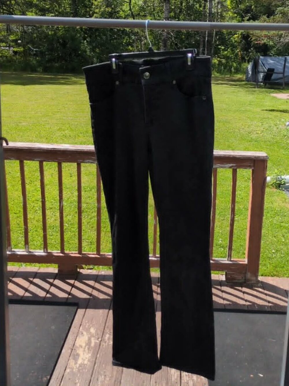 Seven7 Black Tummyles Micro Boot Cut Black Denim Jeans Sz 16-35"X31" Classic Mod